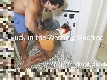 Wife Stuck In Washing Machine get Filled With Cum!