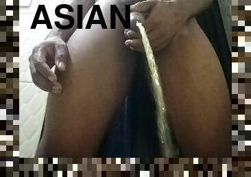 asiatisk, fitta-pussy, anal, avsugning, creampie, svart, kuk