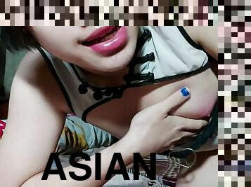 Sexy thicc asian femboy stripteasing