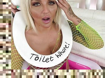 Louise Lee TOILET WHORE! PISS DRINKING ANAL QUEEN, rough PISS IN ASS for Grace Lowdie - EATS CUM FROM ASS SQUAT! ATM ATOGA - PissVids