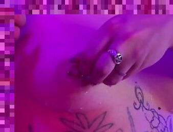 Fetish Ice play, cold on pierced nipples