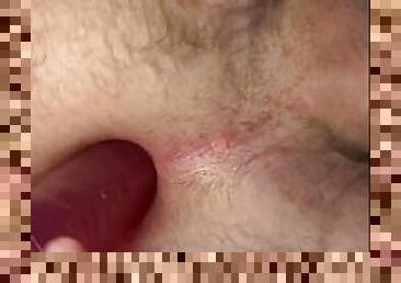 Close up dildo penetration w/hairy cheeks