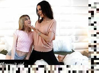 MOMMY'S GIRL - Caring Stacked MILF Hard Fucks Her Petite Stepdaughter In Her New College Dorm Room