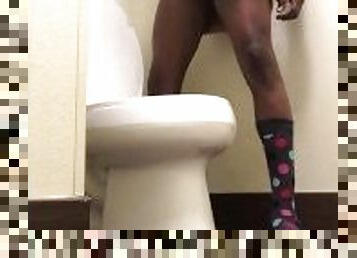 Chocolate Boy Wonder aka Carolina Cock  masturbates at work inside the bathroom.