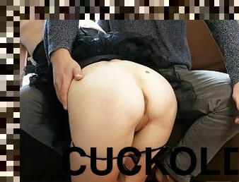 Sanja Adams - Cuckold licked cum off his maid-wife's ass (English Subtitles)
