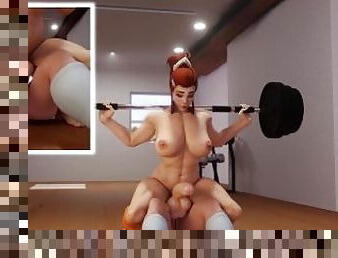 Futa Overwatch Mei and brigitte Have sex in gym