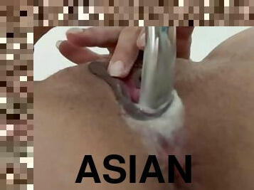 asiatique, masturbation, chatte-pussy, giclée, babes, ados, jouet, ejaculation, parfait, solo