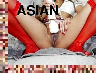 asiatique, masturbation, orgasme, chatte-pussy, écolière, giclée, amateur, lesbienne, jouet, japonais