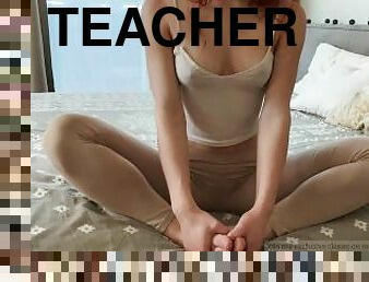 Seductive and tight redhead yoga teacher