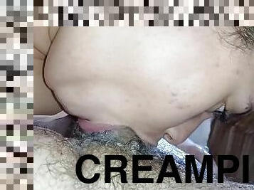 sucking it all the way down to the balls he gave me a lot of creampie I swallowed it all????????????????????