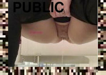 Peeing on the Floor in Public Bathroom at the Supermarket Being Nasty Naughty Pee Almost Caught