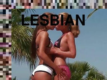 orgasme, en-plein-air, babes, lesbienne, doigtage, piscine