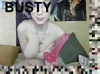 Busty Ukrainian Mari Tittyfucks A Dildo And Shows Pussy