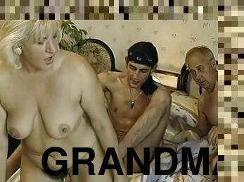 Grandma is banged by a young guy Grandpa joins in