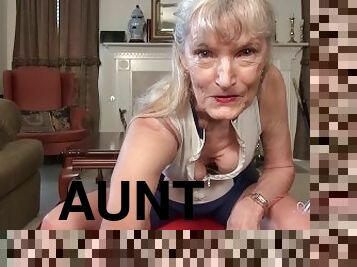 amatööri, kypsä, suihinotto, isoäiti-granny, käsihomma, pov, täti, roikkurinnat