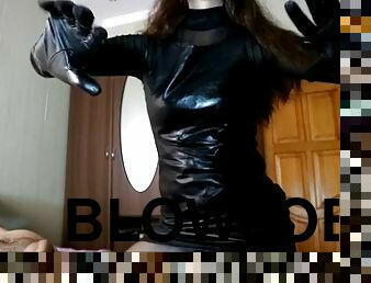 Leather Gloves BlowjobHandjob