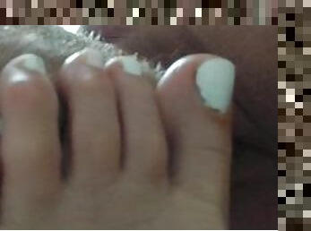 Close up toes licking sexy feet white toenails foot fetish lick milf toes