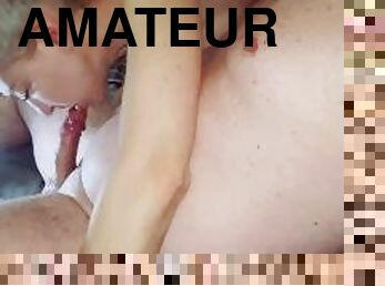 amateur, fellation, fellation-profonde, française, couple, point-de-vue, blonde