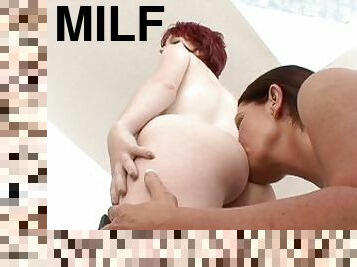 MILF Yoga Teacher Licking Her Redhead Student's Pussy