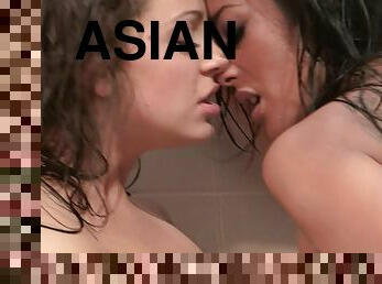 azijski, kupanje, masturbacija, pička-pussy, porno-zvijezde, savršeni, obrijani, mokri
