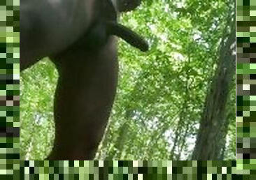 Hung BBC Caught Jerking Off On Public Trails Outside But Still Bust That Nut