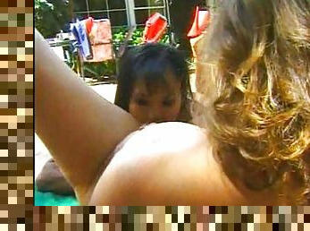 Poolside lesbian sex filmed excellently