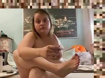 Amputee Girl painting her toes