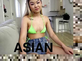 Asian teen sister in bikini