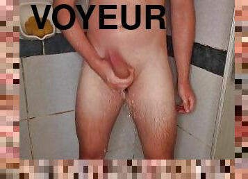 baignade, énorme, masturbation, amateur, ejaculation-sur-le-corps, énorme-bite, branlette, cam, voyeur, douche