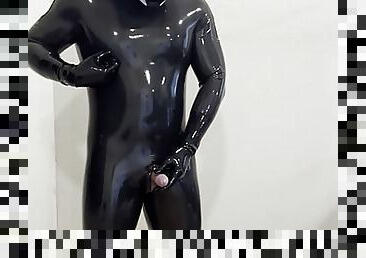 asiatique, amateur, ejaculation-sur-le-corps, gay, bdsm, ejaculation, motard, fétiche, latex, chinoise