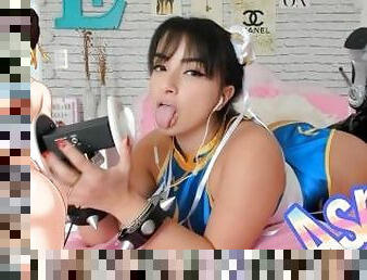 ASMR INTENSE Chun Li cosplay dirty talking and giving a perfect blowjob AHEGAO