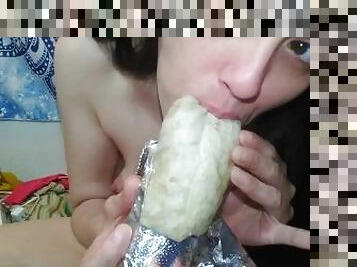 Naked Horny Hairy Camgirl PinkMoonLust Eats a Bean Burrito Because She's a Fetish Fart Queen Feeder