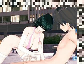 Fubuki in a swimsuit, sex animation in the square