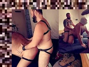 pai, peluda, chupanços, pénis-grande, gay, sexo-em-grupo, a-três, paizinho, tatuagem, urso