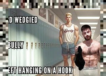 Nerd wedgied by bully & left hanging on a hook