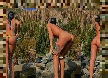 Public Shower at NUDE Beach with Voyeurs