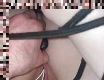 Tied up girfriend with butt plug and kegel balls
