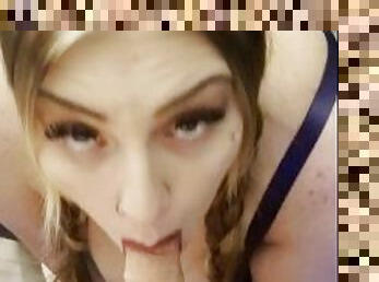 Swallow, Pigtails, SMOKING, Blowjob, SPIT