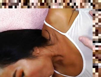 asiatisk, storatuttar, avsugning, cumshot, milf, pov, thailändsk, ansiktssprut, sprut, underkläder