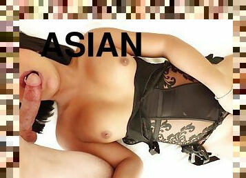Big ass sexy Asian ladyboy Jessy POV blowjob and raw anal penetration