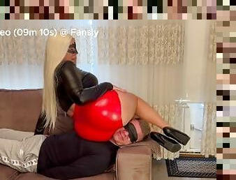 bbw, escravo, pés, mãe-mother, rabo, fetiche, latex, cara-em-aperto