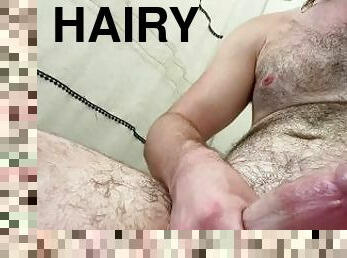 Hairy and horny jerk off in bathroom