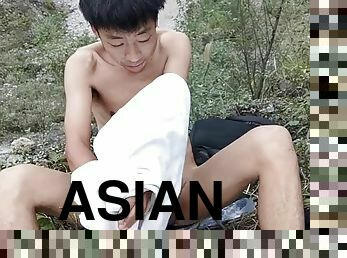 Asian boy china mountain top outdoors masturbating boys amateur cute teen