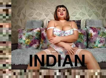 gros-nichons, masturbation, indien, lingerie, bout-a-bout, solo, brunette, érotique