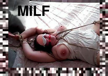 cul, gros-nichons, milf, bdsm, joufflue, bâillonnement, bondage, brunette