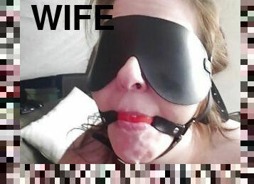 BLINDFOLDED AND BALL GAGGED WIFE GETS FUCKED WITH A MESSY FACIAL FINISH
