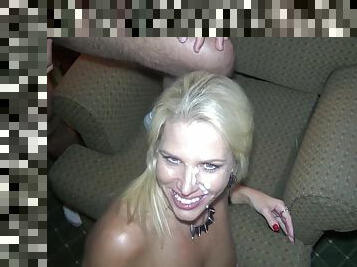 Hot Blonde Cougar Crazy Bukkake Porn