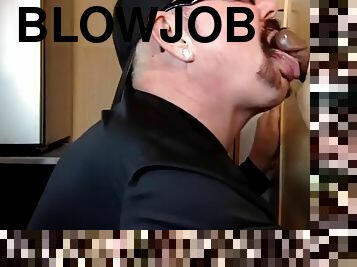 Gloryhole blowjob, dilfa eats black cock 4, taste of cum in mouth