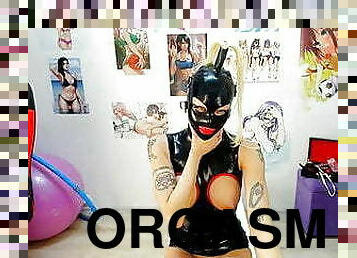 orgasme, bdsm, esclave, blonde, webcam, latex, bondage, talons-hauts