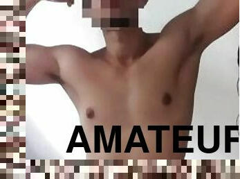 amateur, ejaculation-sur-le-corps, gay, fétiche, solo, musclé